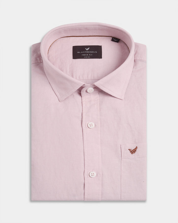Light Pink Linen Solid Shirt - Cleo