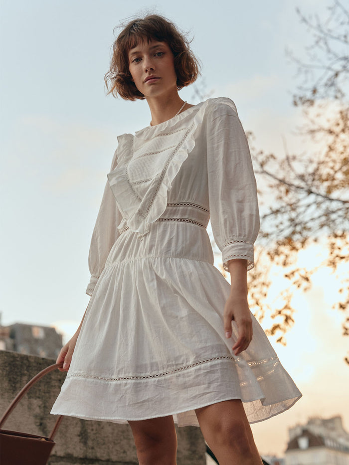 Lucille Victorian Long Sleeve White Dress