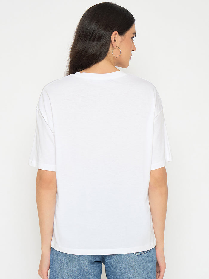 Madame Graphic Print White Cotton T-shirt