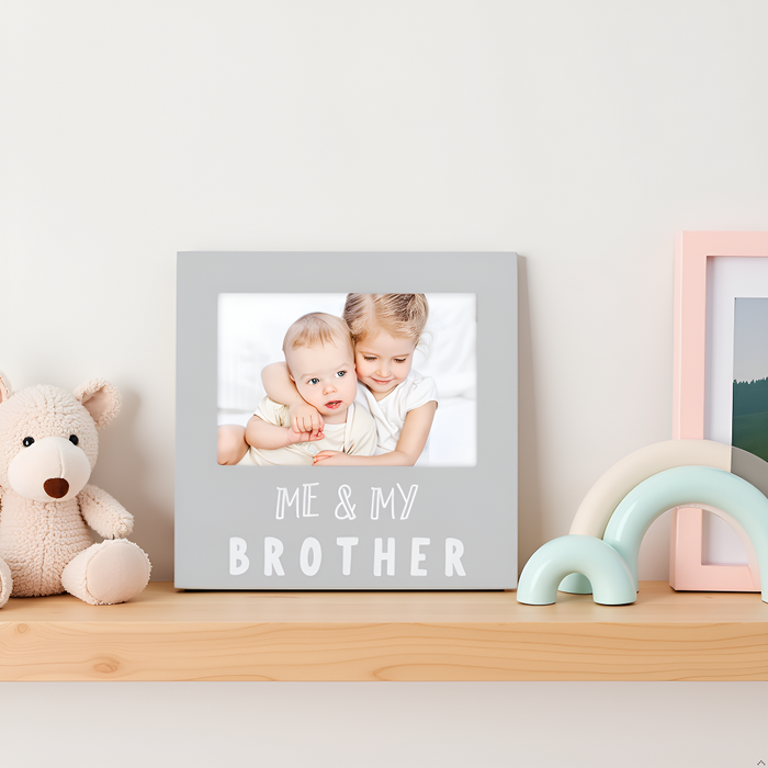 Me and My Brother Sentiment Picture Frame, Gray - Wee Bee Baby Boutique