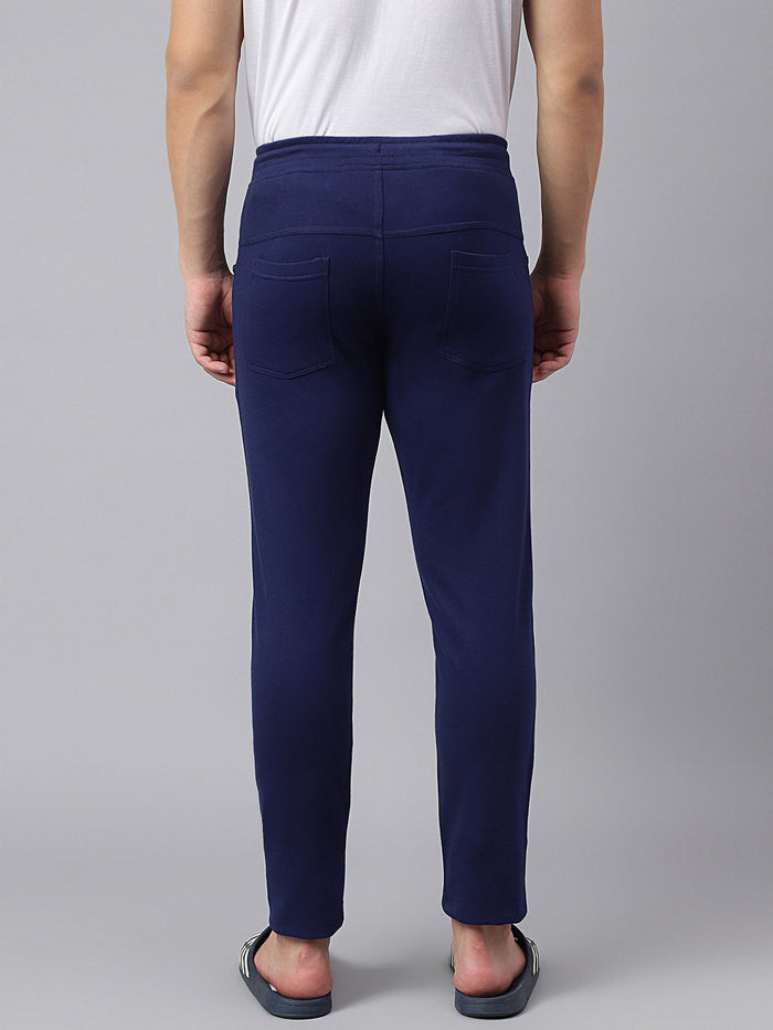 Men Blue Slim Fit Mid Rise Track Pant