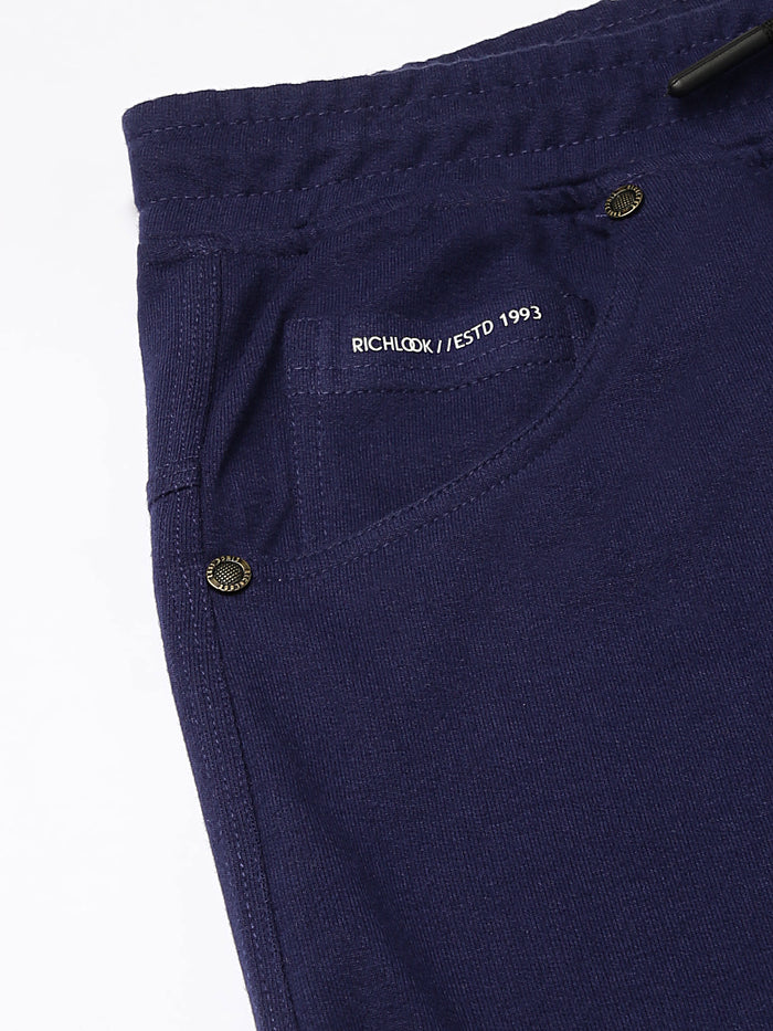 Men Blue Slim Fit Mid Rise Track Pant