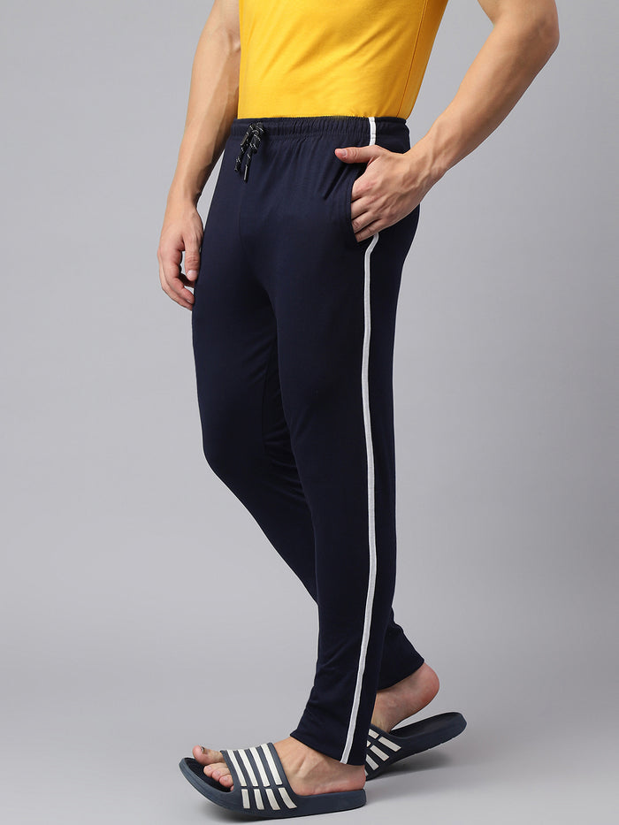 Men Navy Regular Fit Mid Rise Track Pant