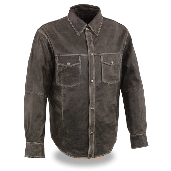 Men's Lightweight Leather Shirt: Brand : Milwaukee Leather 
Group : SHIRTS  
Status : REGULAR 
Classification : MEN LEATHER S
