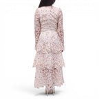 MONIQUE LHUILLIER WHITE LACE EYELET DRESS - SIZE US 6