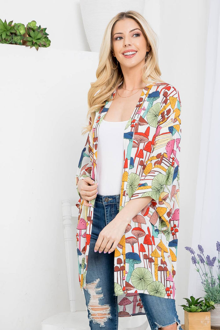 Mushrooms Kimono Ivory Multi