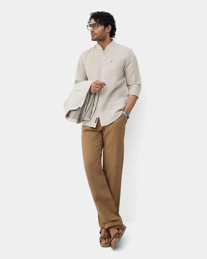 Natural Linen Solid Shirt - Cleo