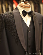 Navy Blue Embroidery Work 3pc Designer Suit