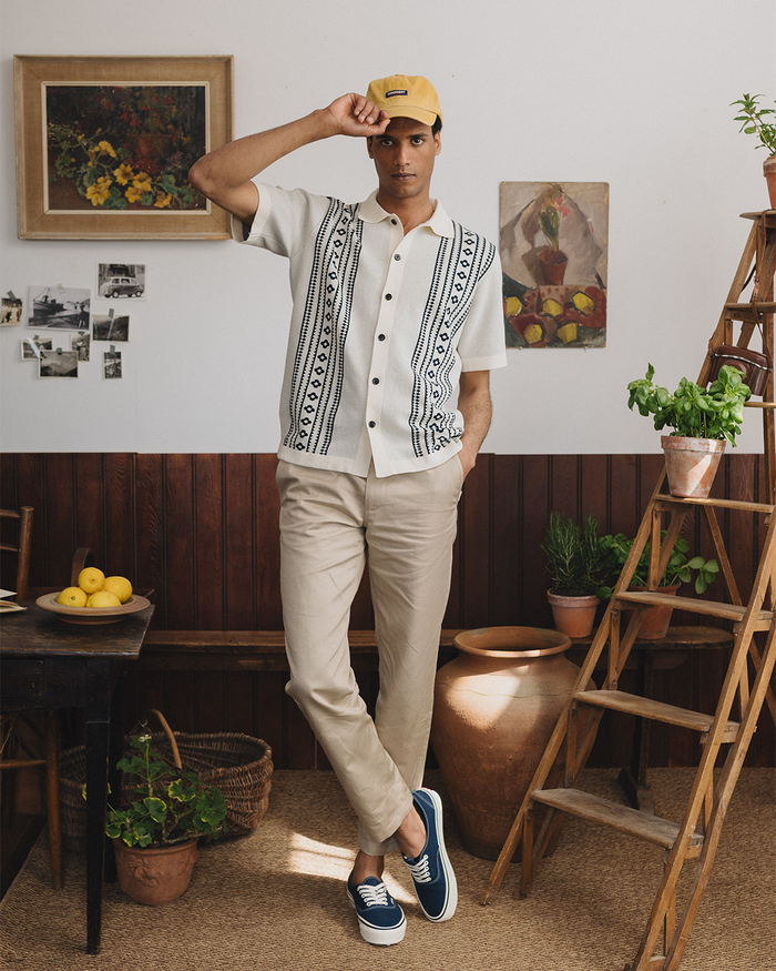 Navy Flower Jacquard Polo, Polo Shirt - SIRPLUS