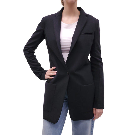 NELLS NELSON BLACK WOOL BLAZER JACKET - SIZE 40