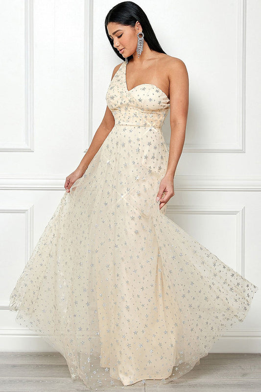 Nova Dress in Cream/Silver