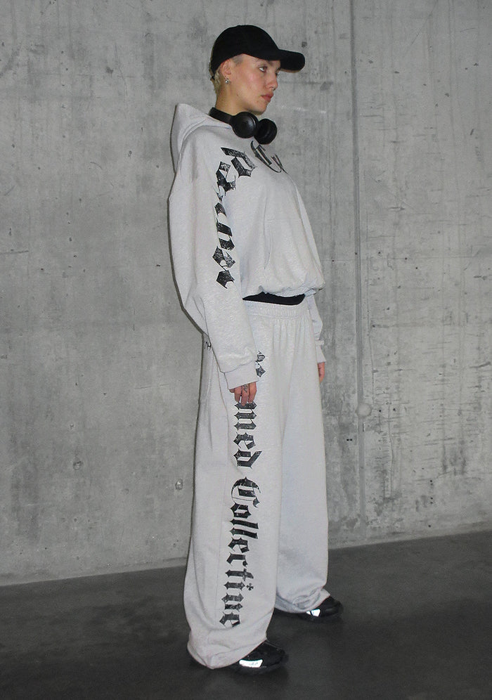 Nth ACTIVE OLD ENGLISH OVERSIZED PULLOVER HOODIE GREY MARL