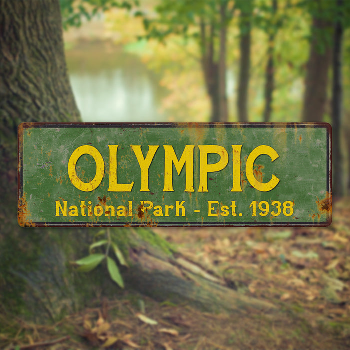 Olympic National Park Rustic Metal 6x18 Sign Cabin Wall Decor