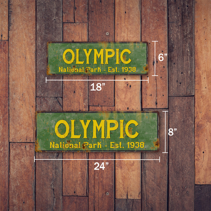 Olympic National Park Rustic Metal 6x18 Sign Cabin Wall Decor