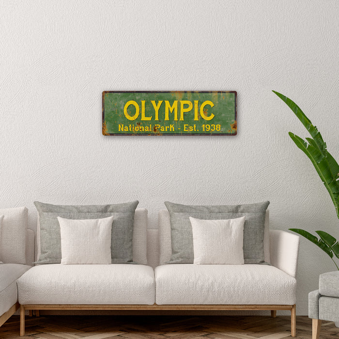 Olympic National Park Rustic Metal 6x18 Sign Cabin Wall Decor