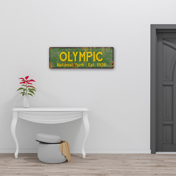 Olympic National Park Rustic Metal 6x18 Sign Cabin Wall Decor