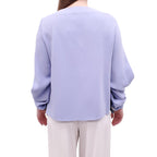OSCAR DE LA RENTA LILAC FLORAL BEADED BLOUSE - SIZE 12