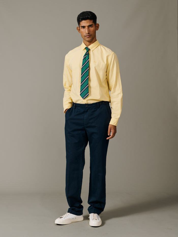 Aubin Navy Pasmore Straight Leg Trouser | Linen Trousers