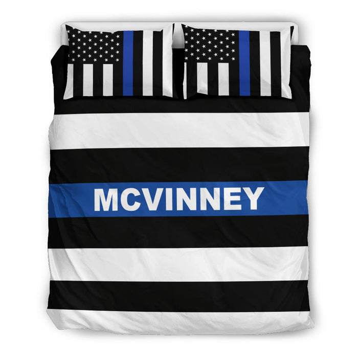 Personalized Bedding Set - Blue Line Flag - KM1
