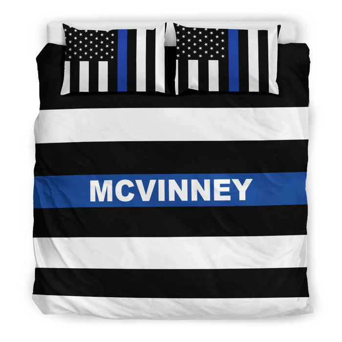 Personalized Bedding Set - Blue Line Flag - KM1