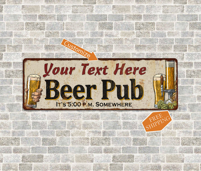 Personalized Beer Pub Man Cave Bar Decor Gift 6x18 Sign