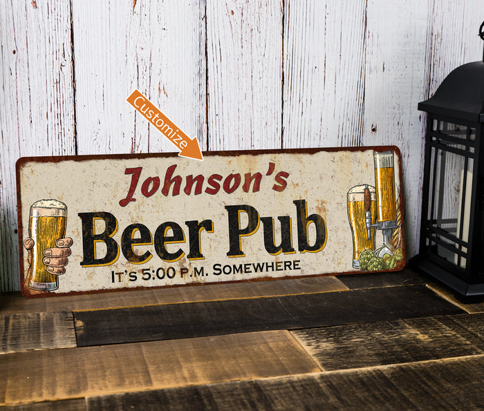 Personalized Beer Pub Man Cave Bar Decor Gift 6x18 Sign