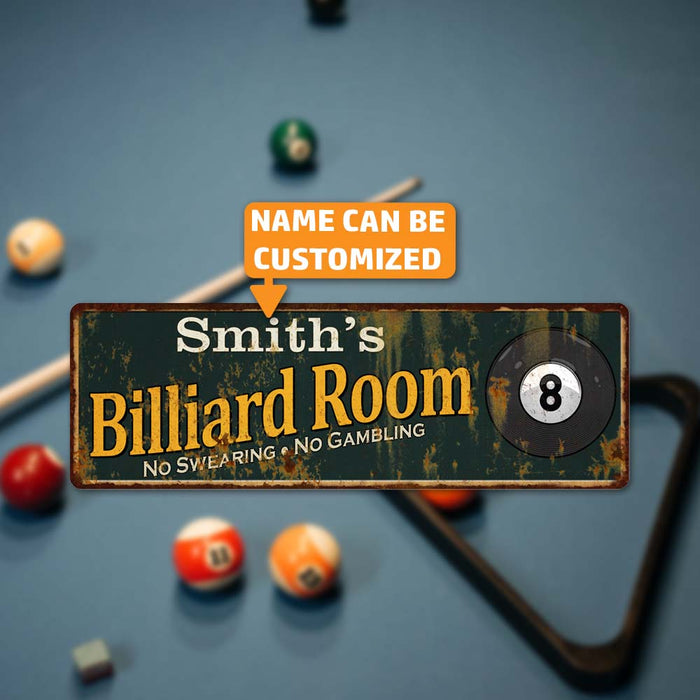 Personalized Billiard Room Green Sign Man Cave 6x18