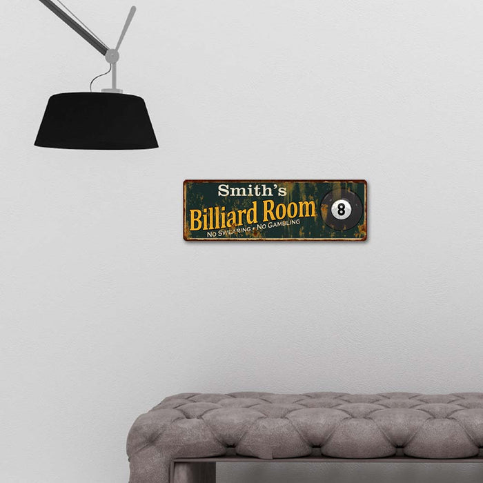 Personalized Billiard Room Green Sign Man Cave 6x18