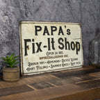 Personalized Fix-It Shop Sign Grandpa Dad Wall Decor Gift Man Cave Metal