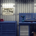 Personalized Fix-It Shop Sign Grandpa Dad Wall Decor Gift Man Cave Metal