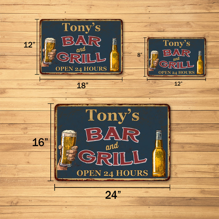 Personalized Green Bar and Grill Metal Sign Wall Decor