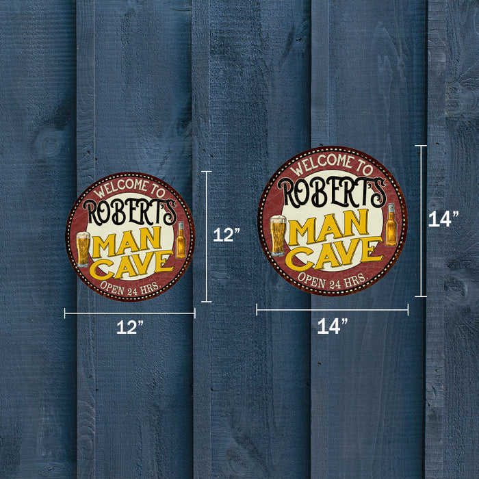 Personalized Man Cave 14" Round Metal Sign Bar Wall Decor