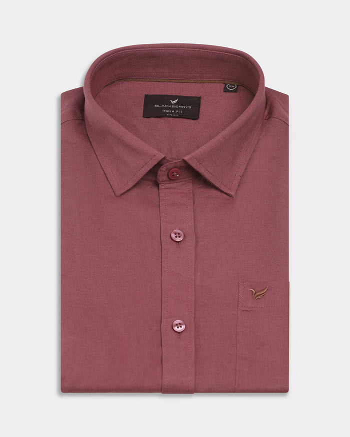 Pink Linen Solid Shirt - Cleo