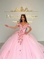Pink Princess Quinceanera Dresses Ball Gown Off The Shoulder Tulle Appliques Sweet 16 Dresses 15 Años Custom