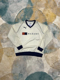 Puma Retro Off-White and Blue Sports Crewneck