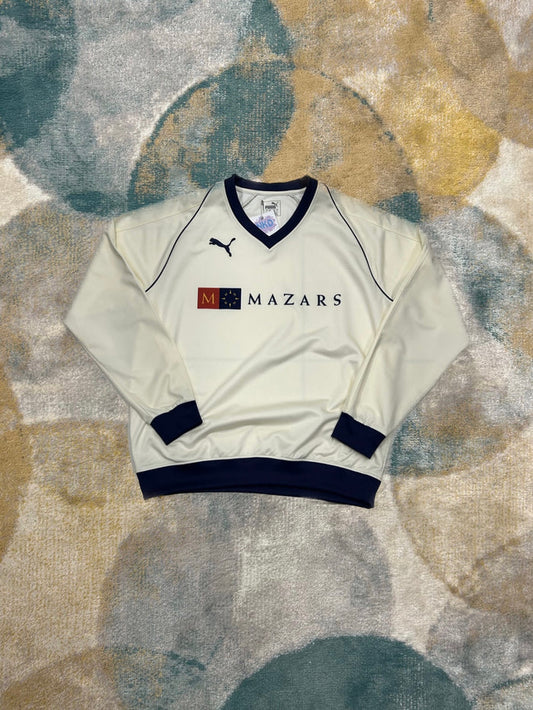 Puma Retro Off-White and Blue Sports Crewneck