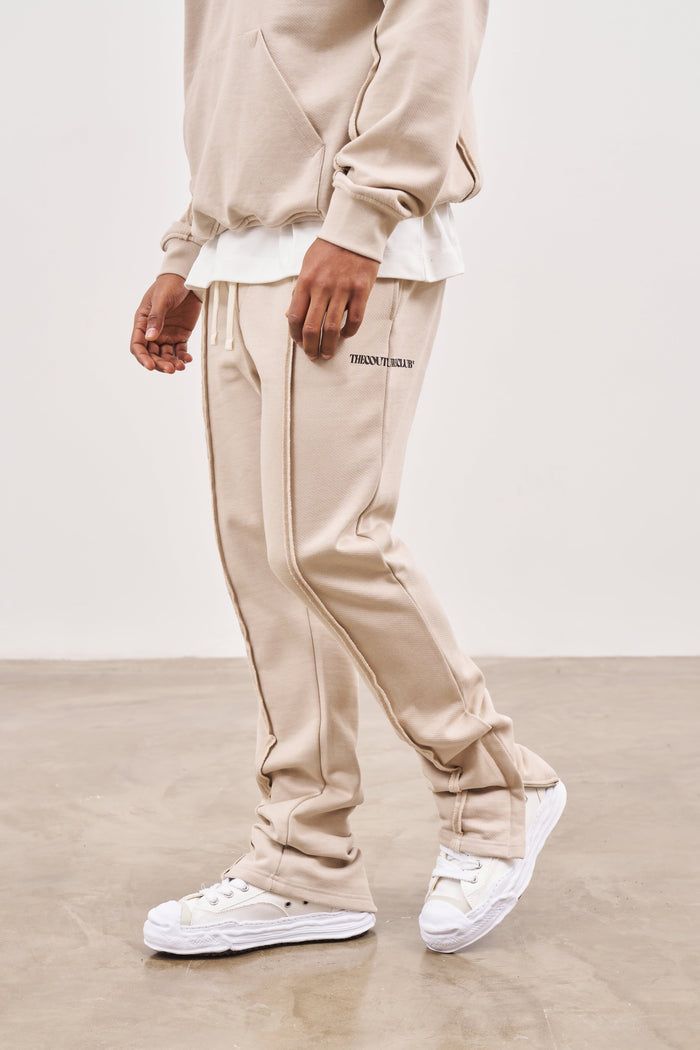 RAW SEAM STRAIGHT LEG JOGGERS - BEIGE