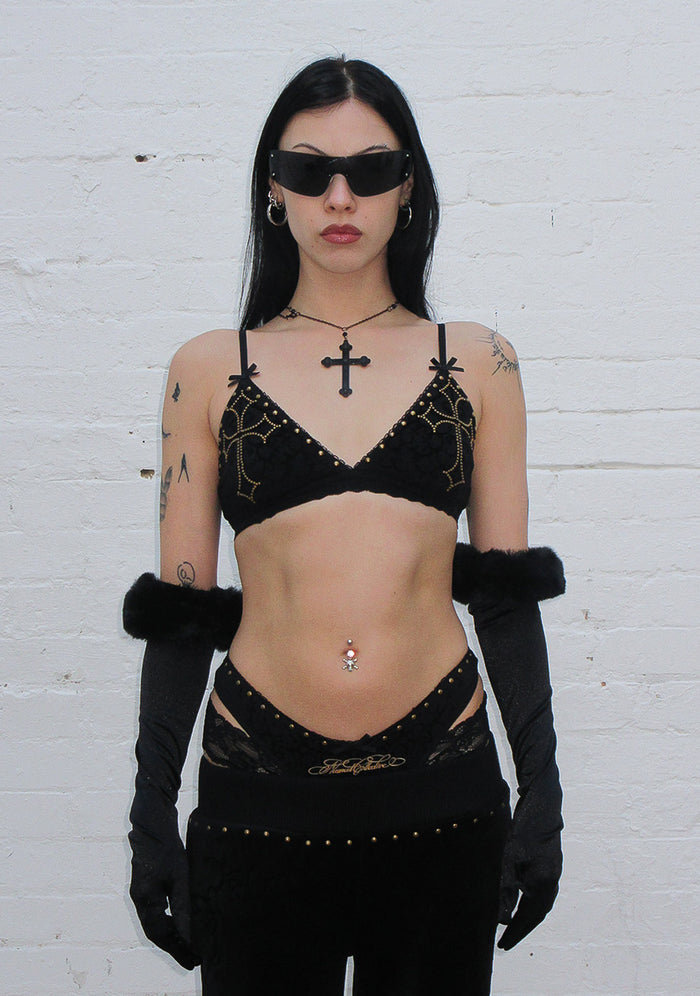 REBEL STUDDED BRALETTE BLACK