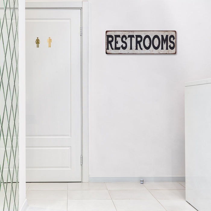 RESTROOMS Vintage Look Rustic 6x18 Metal Sign Chic Retro