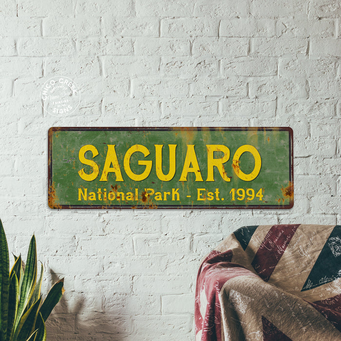 Saguaro National Park Rustic Metal Sign Cabin Wall Decor