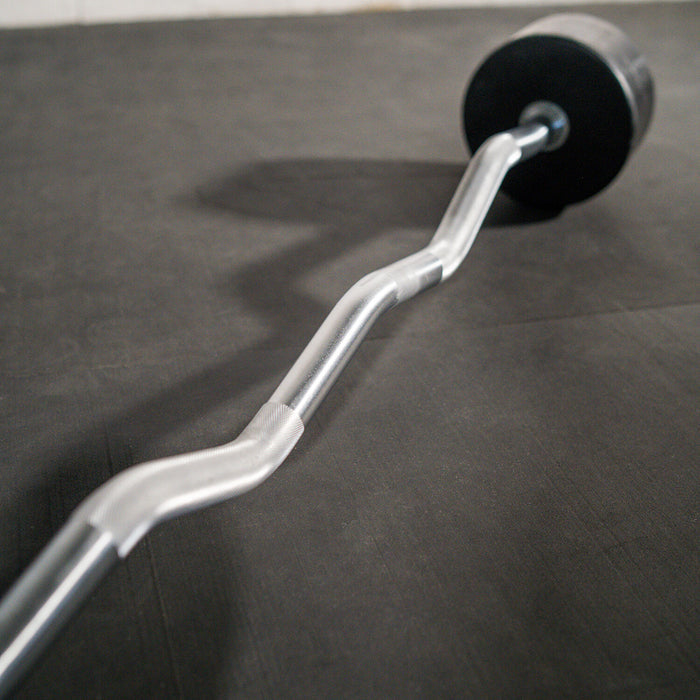 SCRATCH AND DENT - Rubber Fixed Barbell – EZ Curl – 40 LB - FINAL SALE
