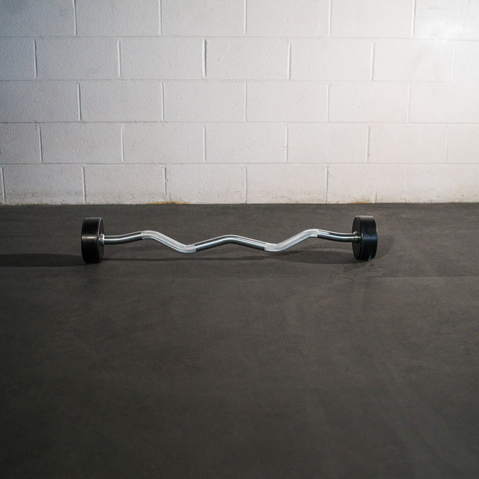 SCRATCH AND DENT - Rubber Fixed Barbell – EZ Curl – 40 LB - FINAL SALE