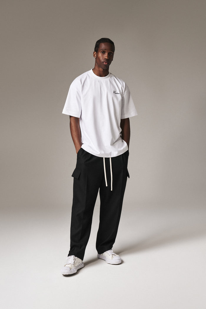 SCRIPT EMBROIDERED T-SHIRT - WHITE