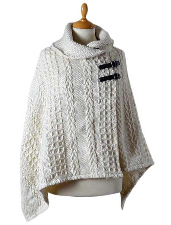 Shawl Collar Poncho - White white #color_white