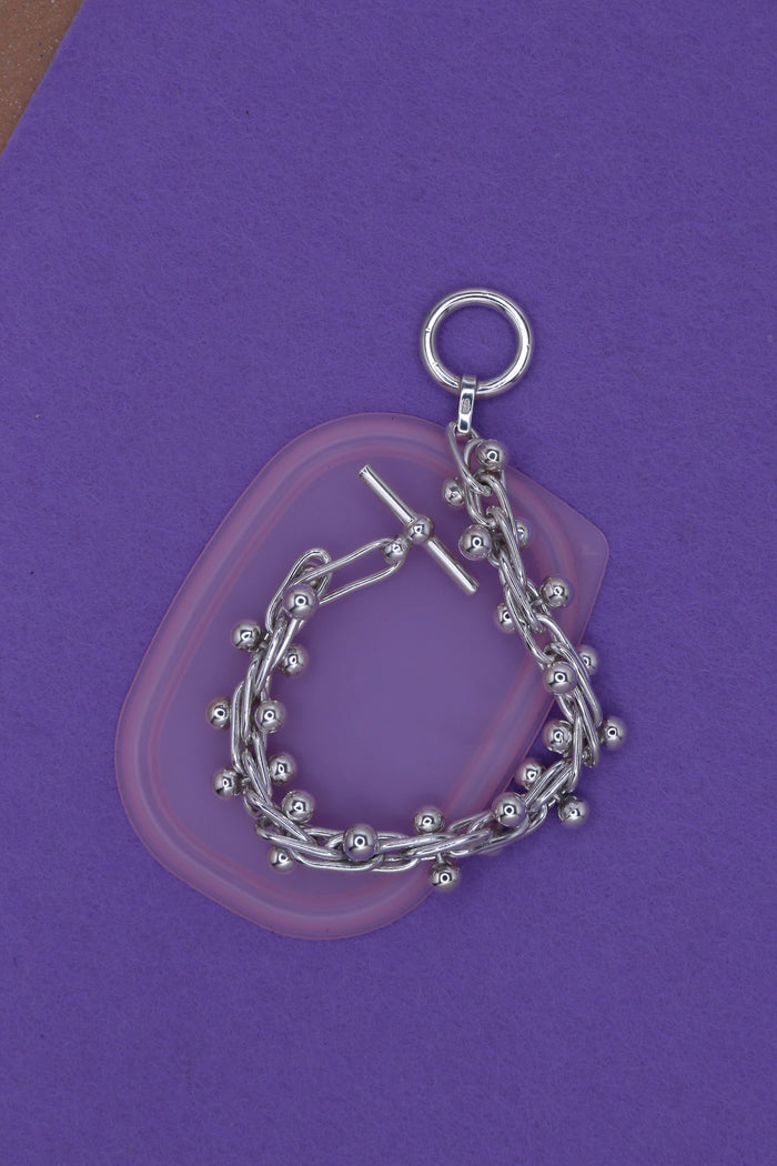 Silver Beaded Bracelet / Large