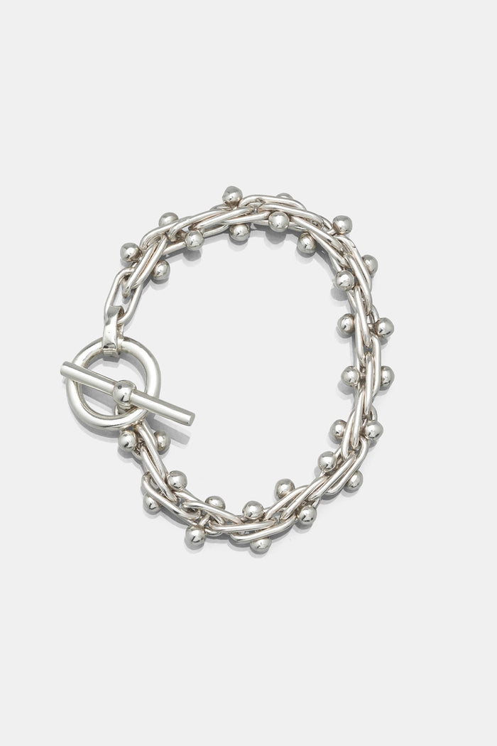 Silver Beaded Bracelet / Medium