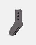 STARRY SOCKS LIGHT GREY - grey star print socks, flat lay - Cold Culture