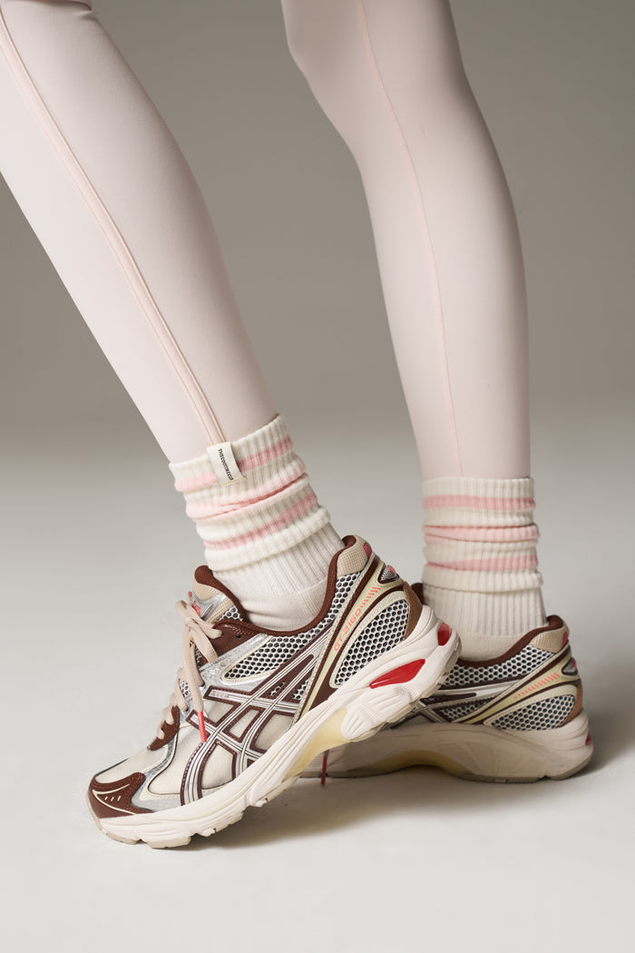 STRIPED BRANDED LABEL SOCK - PINK