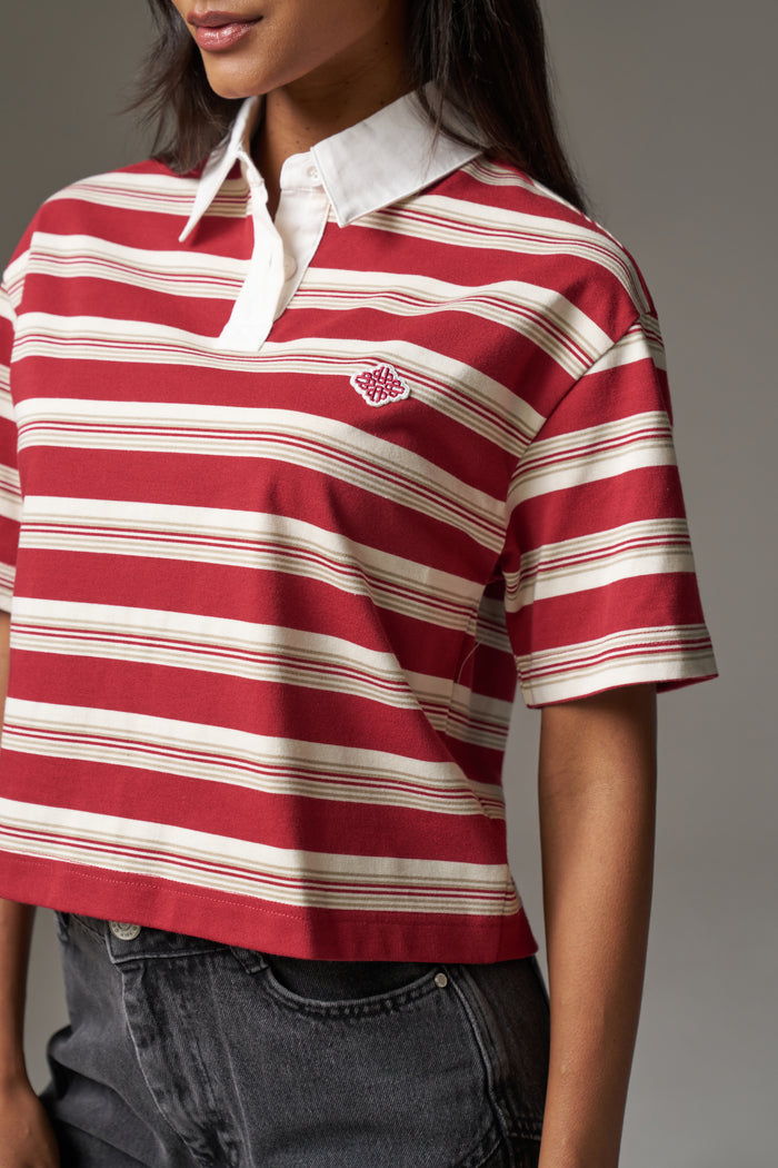 STRIPED POLO TEE - RED
