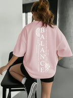 SXV Balance printed Loose Fit Short Sleeve T-Shirt, Fashionable For Outdoor Wear In Summer